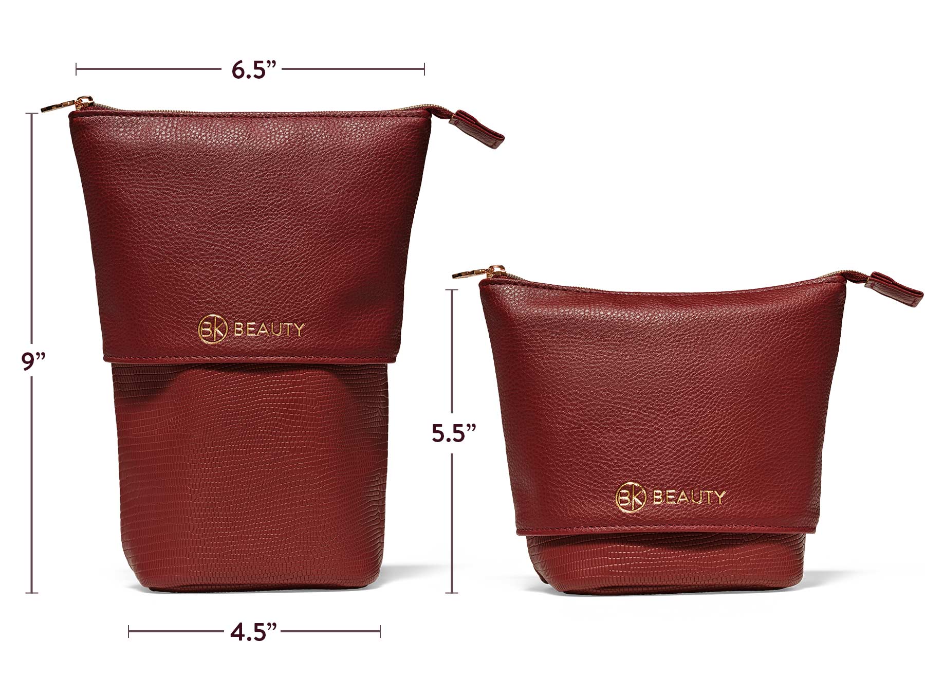 Standup Brush Holder & Travel Makeup Bag - Burgundy - Image 5